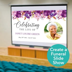 Funeral Slideshow Template PowerPoint, Purple Funeral PowerPoint Template, Celebration of Life Slideshow, Memorial Slide Show Template, 0291