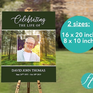 Forest Celebration of Life Poster | Green Funeral Welcome Sign | Celebration of Life Decorations | Green Funeral Poster | 0008
