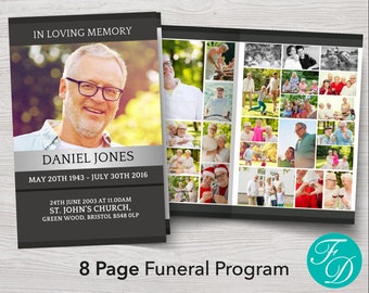 8 Page Funeral Program Template For Men | 8 Page Memorial Program | 8 Page Obituary Template | Order of Service | Celebration of Life | 0007