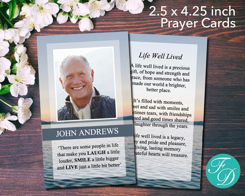 Ocean Funeral Prayer Cards Funeral Favor Celebration of Life Funeral Template Funeral Card 0050 image 1