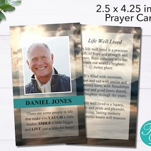 Funeral Prayer Card for Men | Funeral Templates | Funeral Ideas | Funeral Printables | Editable Prayer Cards | Small Prayer Cards | 0030