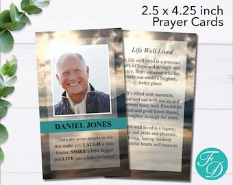 Funeral Prayer Card for Men | Funeral Templates | Funeral Ideas | Funeral Printables | Editable Prayer Cards | Small Prayer Cards | 0030