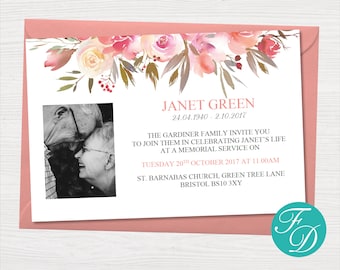 Yellow & Pink Funeral Invitation Card - Funeral Announcement | Funeral Template | Memorial Invitation | Funeral Invite 0101