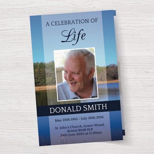 Lake Funeral Program Template for Men | Funeral Template for Men | Celebration of Life Program | Obituary Template | Memorial Program | 0054