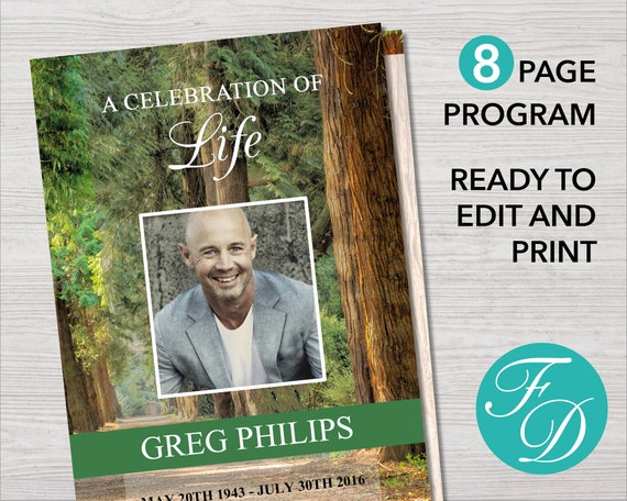 8 Page Mountain Top Funeral Program Template Funeral Templates