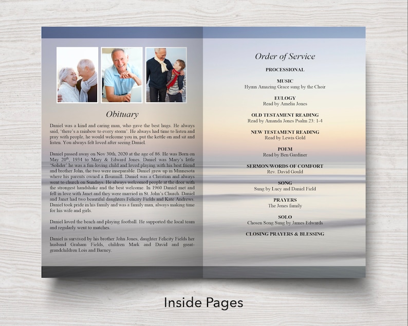 Ocean Sunset Funeral Program Celebration of Life Program Etsy