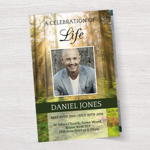 Forest Funeral Program Template | Woodland Obituary Template | Celebration of Life | Memorial Program | Funeral Program Template Word | 0008