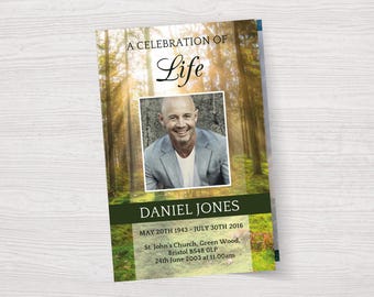 Forest Funeral Program Template | Woodland Obituary Template | Celebration of Life | Memorial Program | Funeral Program Template Word | 0008
