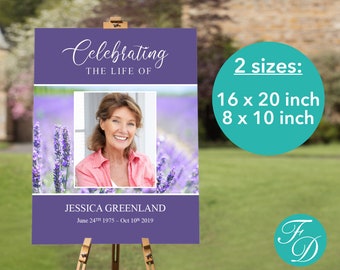 Lavender Funeral Poster | Funeral Welcome Sign | Celebration of Life Poster | Funeral Sign | Memorial Sign | Funeral Poster | 0167
