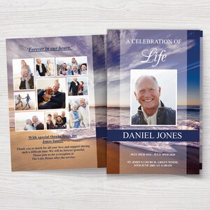 Funeral Program Template for Man | Celebration of Life Program | Obituary Template | Funeral Order of Service | Funeral Booklet | 0005