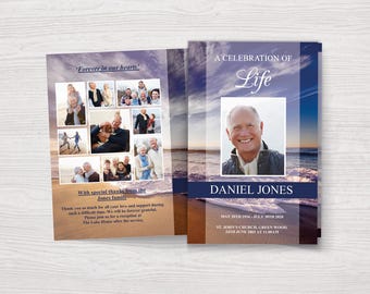 Funeral Program Template for Man | Celebration of Life Program | Obituary Template | Funeral Order of Service | Funeral Booklet | 0005