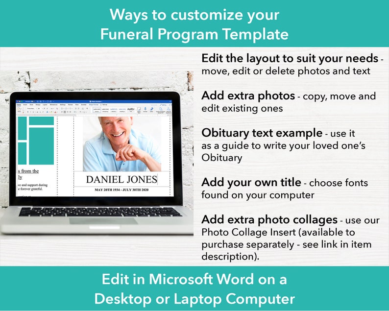 Funeral Program Template for Man Celebration of Life Program Obituary Template Memorial Program Funeral Printables 0050 image 7