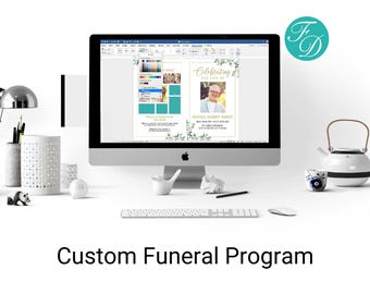 Custom Funeral Program | Custom Design Service for a Ready-to-Print 4 or 8 Page Program | US Letter, 11x17 or A4 Size | Includes 2 Revisions