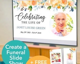 Funeral Slideshow Template + FREE Funeral Program | Funeral PowerPoint Template | Celebration of Life | Memorial Slideshow Template | 0168