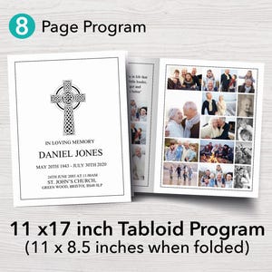 Catholic Funeral Program Template (8 Page) | 11 x 17 inch Catholic Cross Memorial Program | 11x17 Catholic Order of Service Program | 0251
