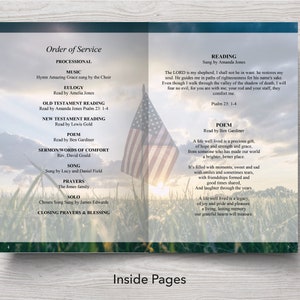 Military Funeral Program Template With 12 Pages, Military Obituary ...