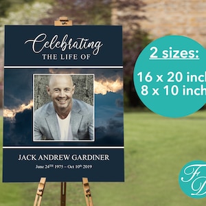 Funeral Welcome Sign Poster | SkyCelebration of Life Poster | Large Funeral Sign | Memorial Sign | Memorial Poster | Funeral Poster | 0001
