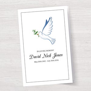 Dove Funeral Program Template | Dove Celebration of Life Program | Dove Memorial Program | Dove Funeral Program Dove Order of Service |