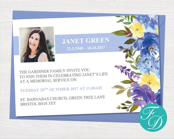 Funeral Invitation Card Funeral Announcement Card Funeral Etsy