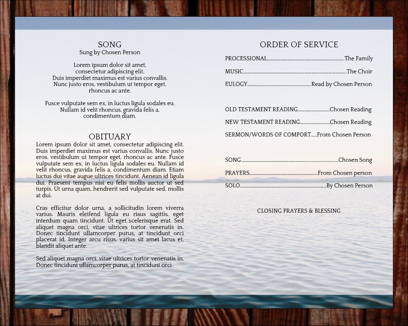 Funeral Program Template for Man Celebration of Life Program Obituary Template Memorial Program Funeral Printables 0050 image 3