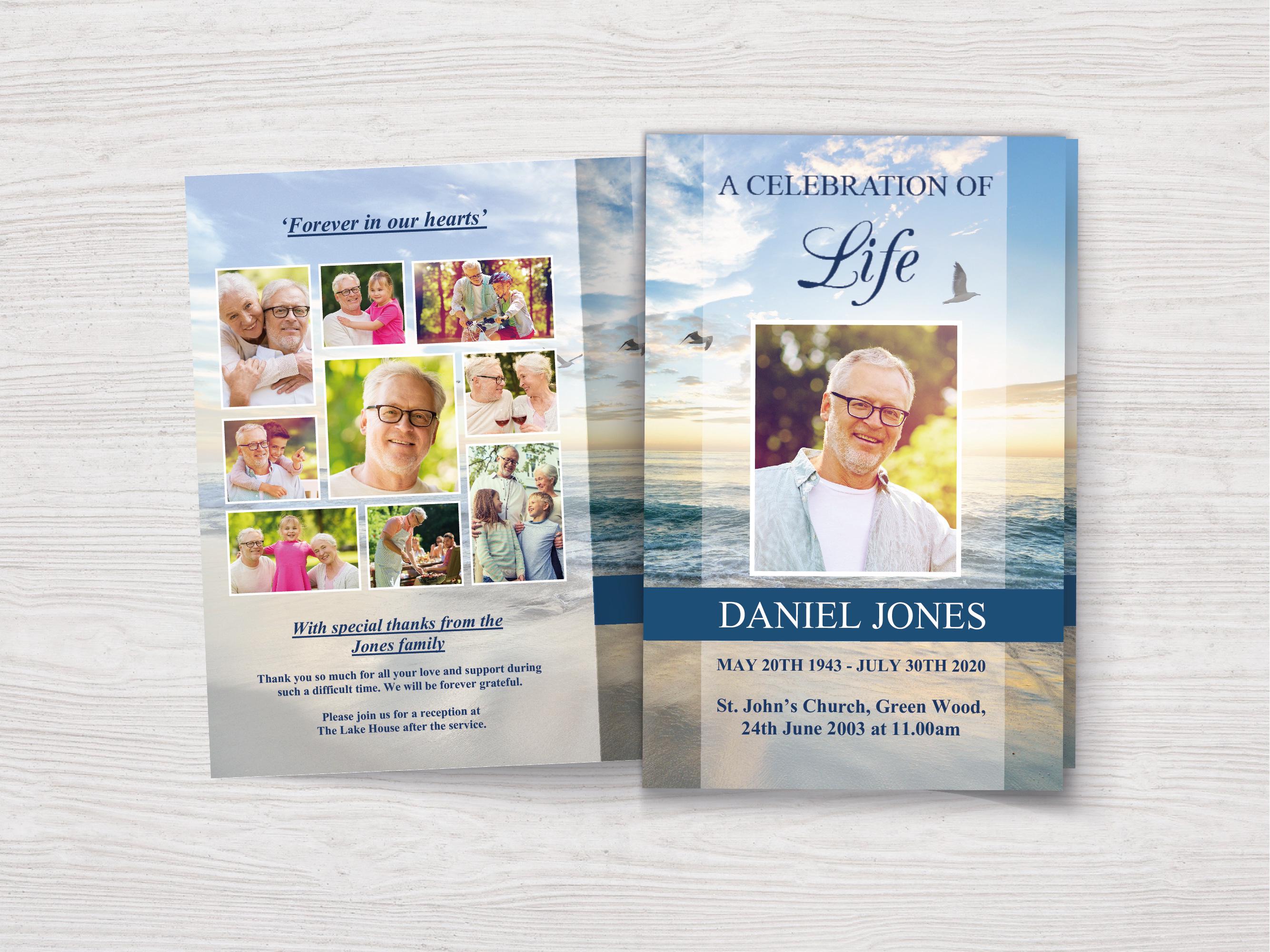 Funeral Program Template | Beach Funeral Order of Service | Obituary Template | Celebration of Life Program Template | Eulogy Template| 0036