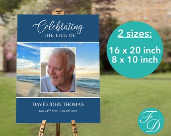Beach Funeral Welcome Sign - Celebration of Life Decoration | Memorial Service Idea | Funeral Sign | Memorial Sign | Funeral Poster | 0036
