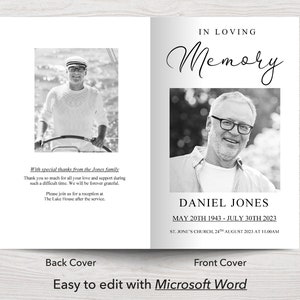 In Loving Memory Funeral Program Template for Man | Minimalist ...
