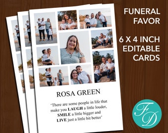 Photo Collage Funeral Favor | Funeral Keepsake Card | Funeral Prayer Card | Funeral Template | Memorial Ideas | Funeral Ideas | Prayer Card