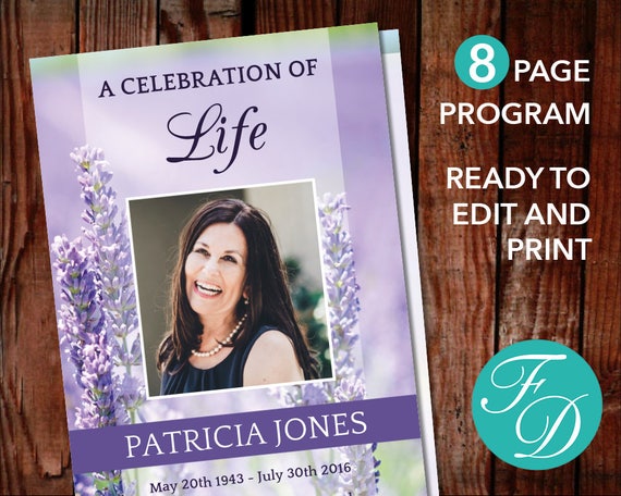 funeral program template order of service memorial etsy memorial page template