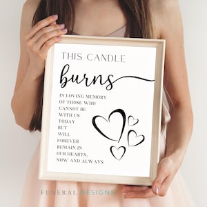 This Candle Burns Sign for Minimalist Wedding, Wedding Memory Sign, Memorial Wedding Sign, Passed Loved Ones, In Loving Memory Table Sign