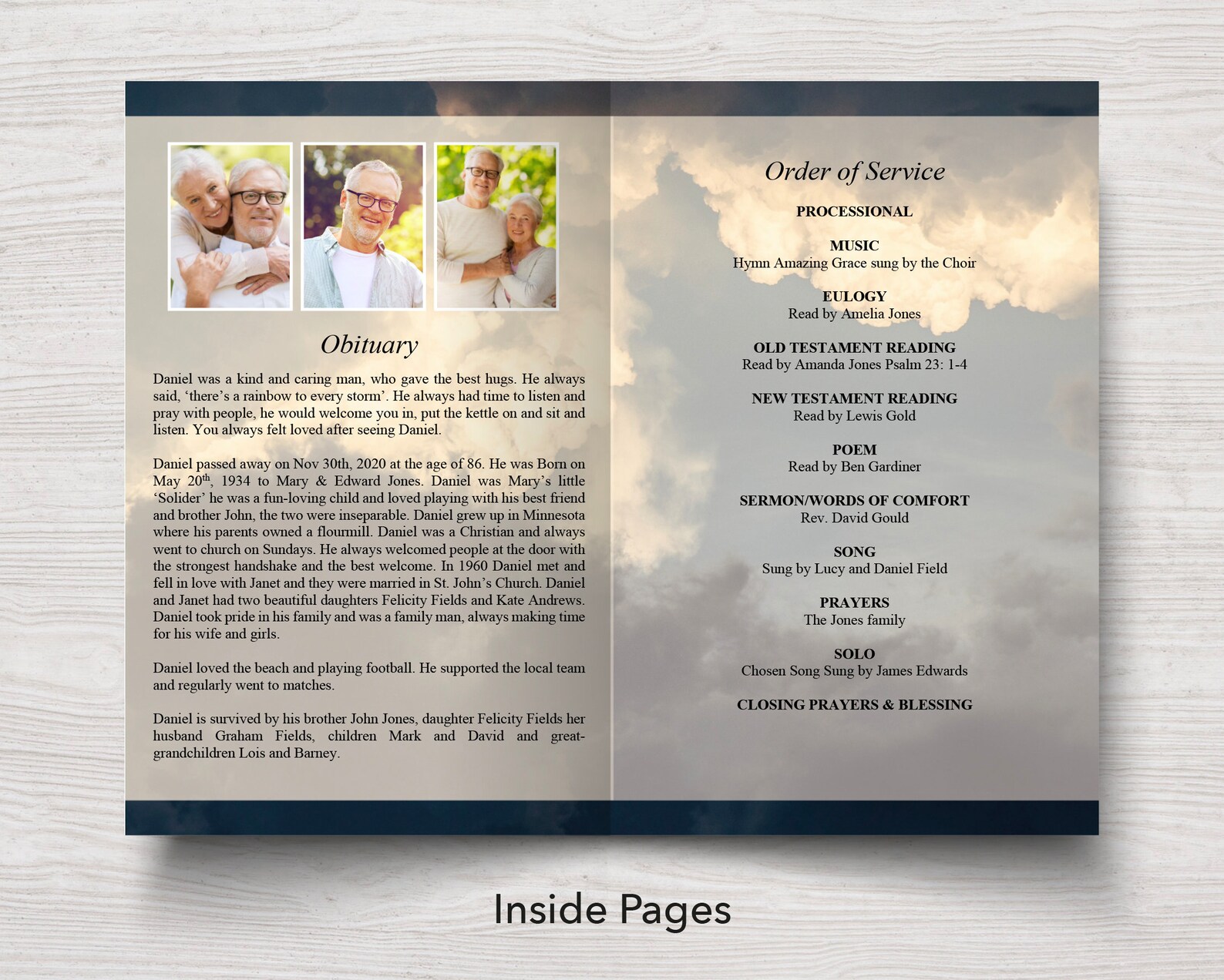 Funeral Program Template for Man Obituary Template Order Etsy Australia