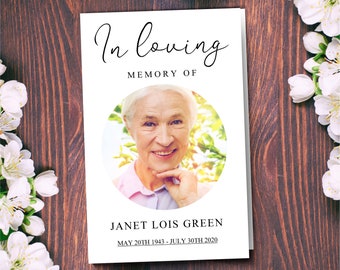 In Loving Memory Funeral Program Template with Order of Service | Includes Obituary Template Example for Celebration of Life Service | 9992