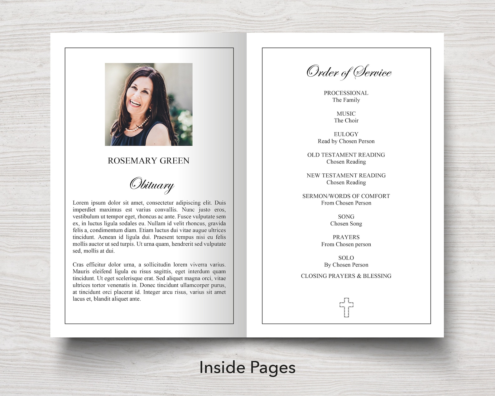 Catholic Cross Funeral Program Template Memorial Program Etsy Uk