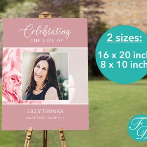 Pink Carnations Funeral Welcome Sign | Celebration of Life Poster | Memorial Sign | Funeral Sign | Funeral Poster | Funeral Template 0112