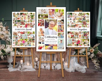 Custom Funeral Memory Boards, Memorial Photos, Funeral Poster Set Bundle, Canva Memorial Photo Boards, In Loving Memory Funeral Collage Set