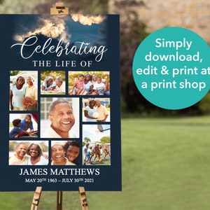 Celebration of Life Poster | Funeral Photo Display for Man | Funeral