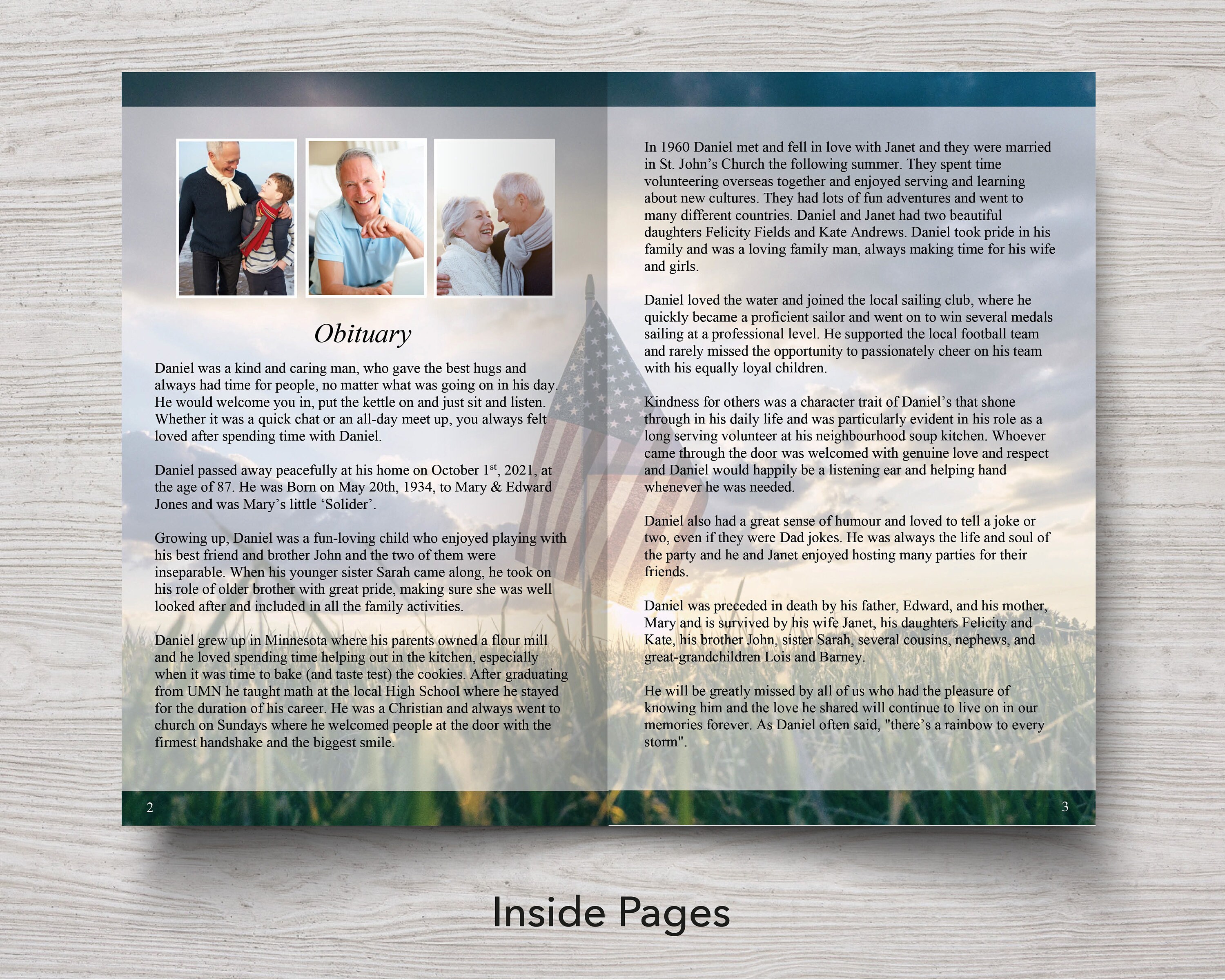 Military Funeral Program Template With 12 Pages, Military Obituary ...