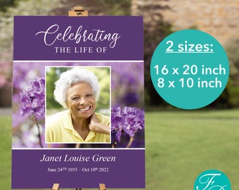 Purple Funeral Poster | Purple Funeral Welcome Sign | Funeral Sign | Memorial Sign | Memorial Poster | Celebration of Life Poster | 0171