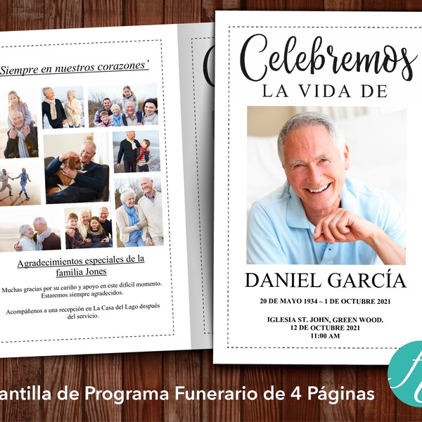 Spanish Funeral Program Template Etsy