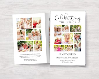 Funeral Program Template with Photo Collage | Celebration of Life Program | Obituary Template | Memorial Program | Funeral Program Word 0290