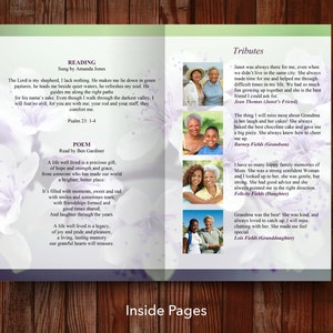 8 Page Purple & Green Funeral Program Template 8 Page Memorial Program 8 Page Celebration of Life Program 8 Page Obituary 0156 image 5