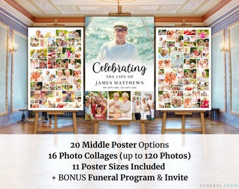 Canva Memorial Photo Boards, In Loving Memory Funeral Collage Set, Custom Funeral Memory Boards, Memorial Photos, Funeral Poster Set Bundle
