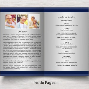 Classic Funeral Program Template for Men Blue Obituary Template Celebration of Life Program Funeral Program for Man 0024 image 3