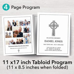 11x17 Catholic Funeral Program Template | Catholic Cross Obituary Template | Celebration of Life Booklet | Catholic Memorial Program | 0251