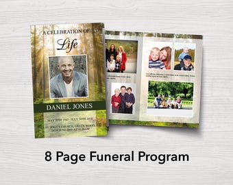 8 Page Funeral Program Template for Men | Celebration of Life Program Template | 8 Page Obituary Template | Funeral Program Word  | 0008