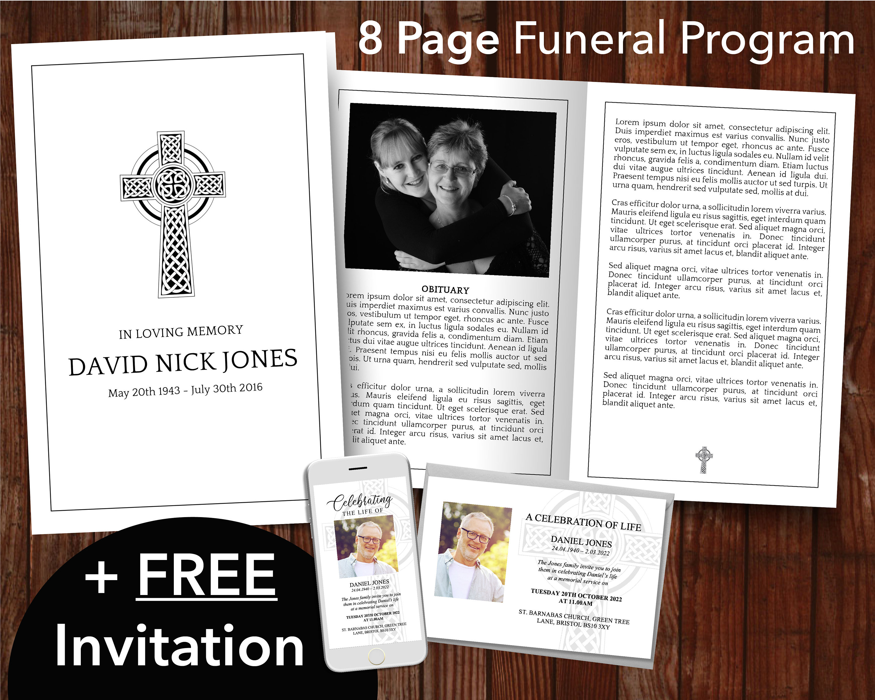 Catholic Funeral Program Template FREE Memorial Evite - Etsy