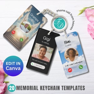 Memorial Keychain Template, The Call I Wish I Could Take, Memorial Canva Template, Sympathy Gift, Phone Call From Heaven, Photo Keyring Gift
