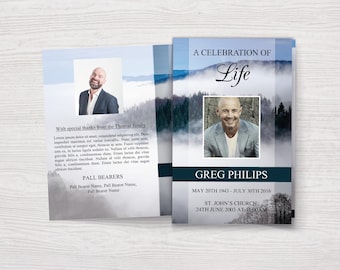 Printable Funeral Program Template | Celebration of Life | Obituary Template | Memorial Program | Funeral Printables | Funeral Templates
