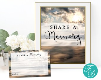 Share a Memory Sign and Matching Cards | Mountain Top Share a Memory Sign | Share a Memory for Men | Memorial Ideas | Funeral Ideas | 0030