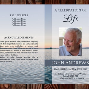 Funeral Program Template for Man Celebration of Life Program Obituary Template Memorial Program Funeral Printables 0050 image 2